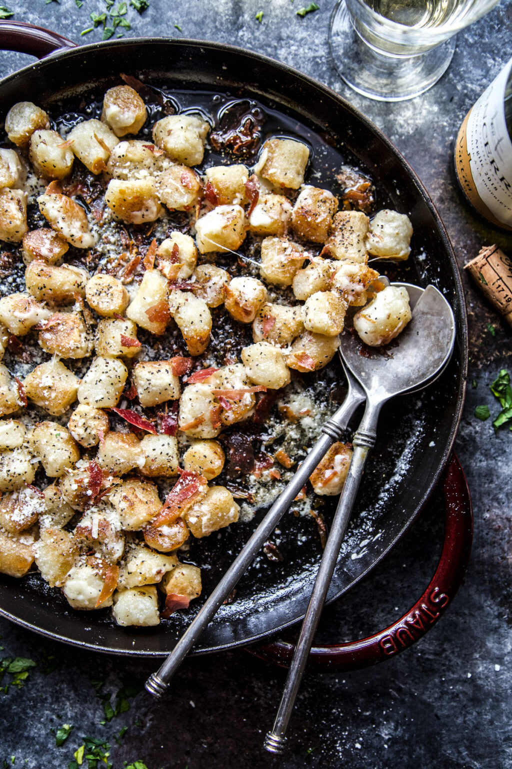 Cacio E Pepe Cauliflower Gnocchi With Crispy Prosciutto