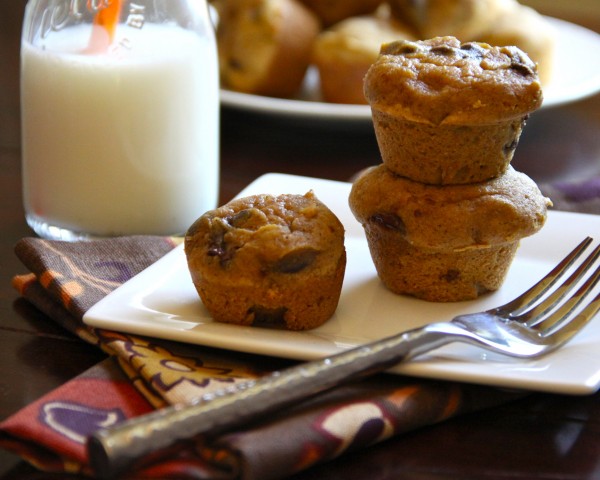 mini chocolate chip pumpkin muffins