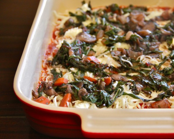  quick mushroom and rainbow chard lasagna