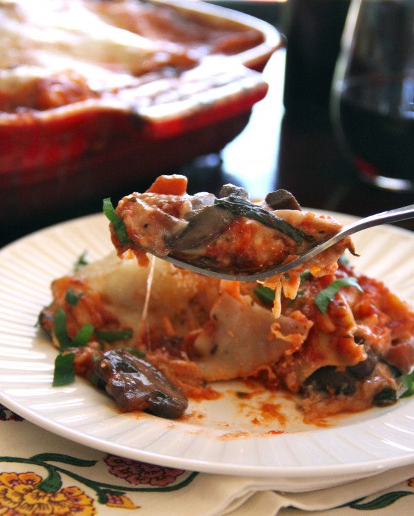  quick mushroom and rainbow chard lasagna