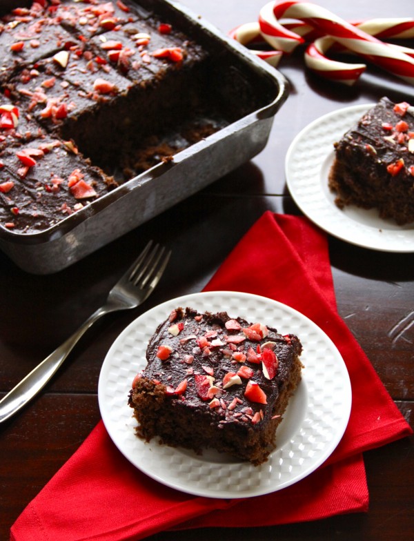 chocolate brownies with peppermint icing