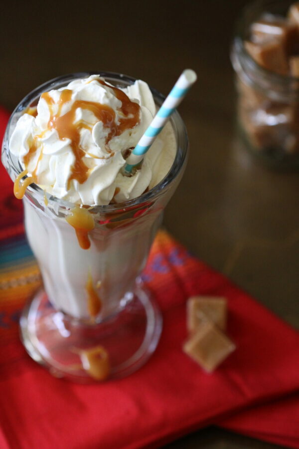 Dulce de Leche Milkshakes with Caramel Drizzle