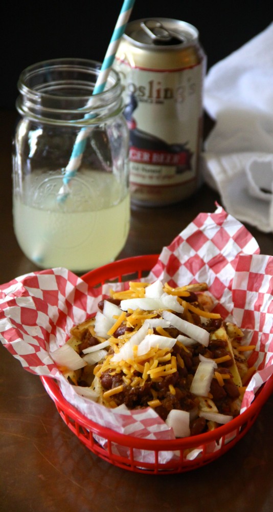 chili cheese parsnip fries