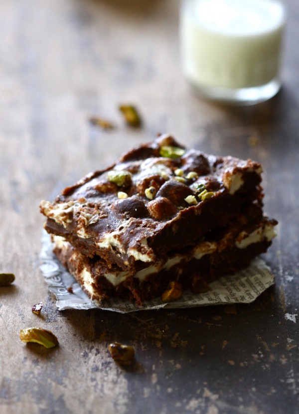 Rocky Road Nutella Bars with Candied Pistachios www.climbinggriermountain.com