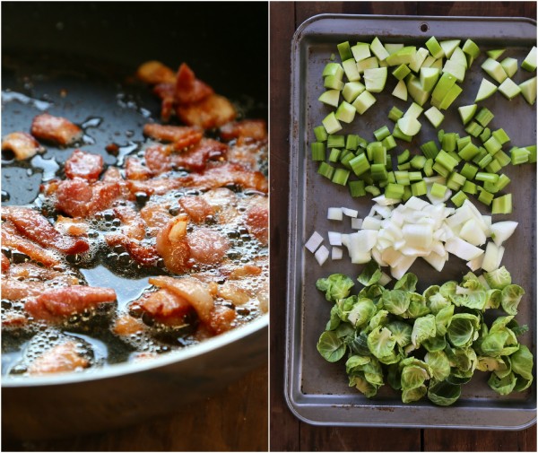 foodie fridays: brussel sprout, bacon, and apple naan stuffing www.climbinggriermountain.com