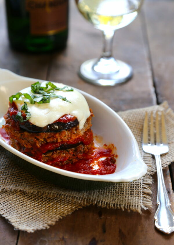 cheesy meatloaf stacks with grilled eggplant & fresh basil www.climbinggriermountain.com