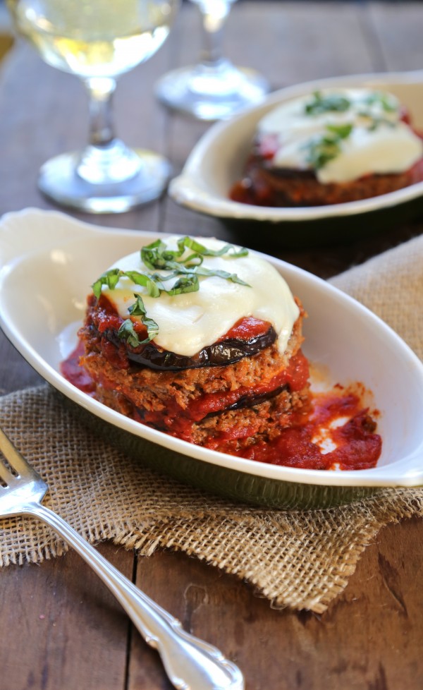 cheesy meatloaf stacks with grilled eggplant & fresh basil www.climbinggriermountain.com