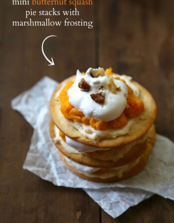 mini butternut squash pie stacks with marshmallow frosting www.climbinggriermountain.com