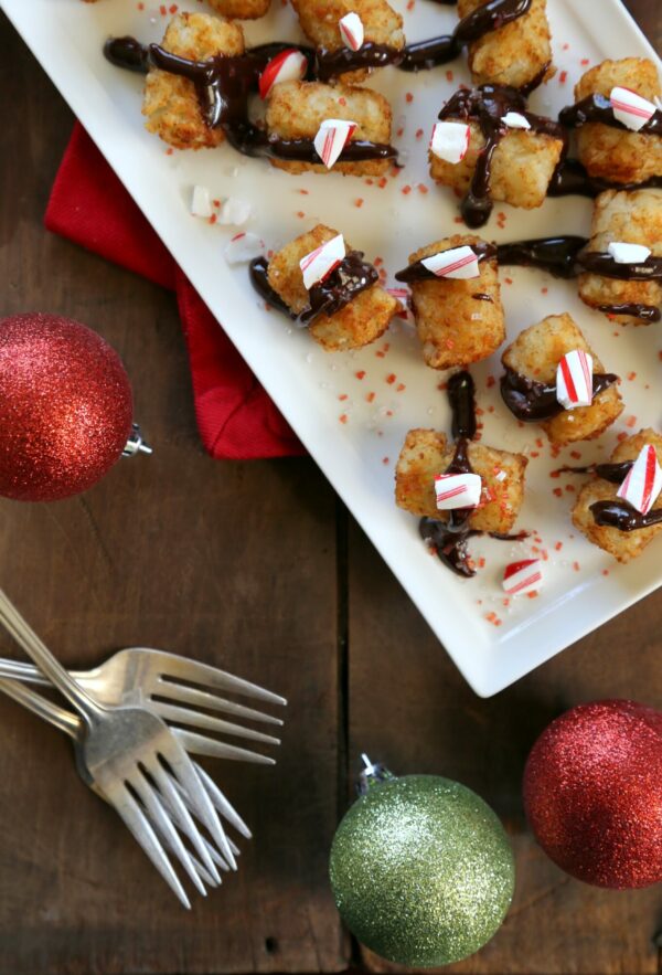 holiday tater tots with peppermint icing www.climbinggriermountain.com