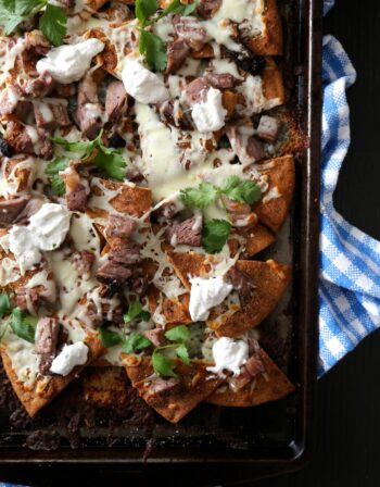 Leftover Prime Rib Naan Nachos with Horseradish Cream www.climbinggriermountain.com