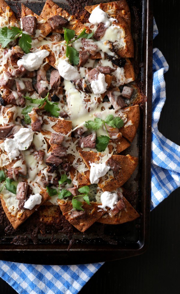 Leftover Prime Rib Naan Nachos with Horseradish Cream www.climbinggriermountain.com