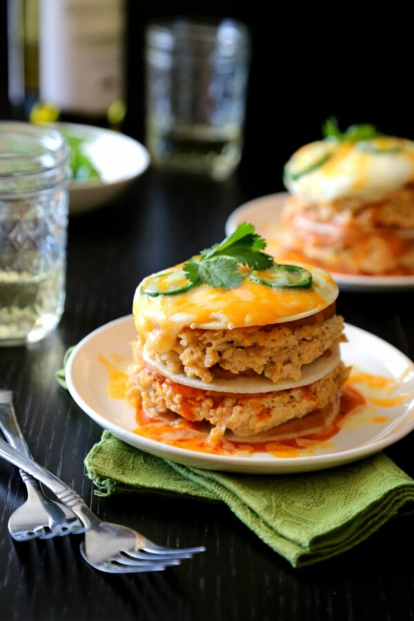 cheesy chicken enchilada 'double' stacks www.climbinggriermountain.com