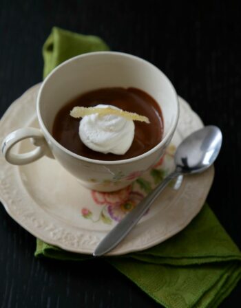 chocolate pudding with candied ginger www.climbinggriermountain.com