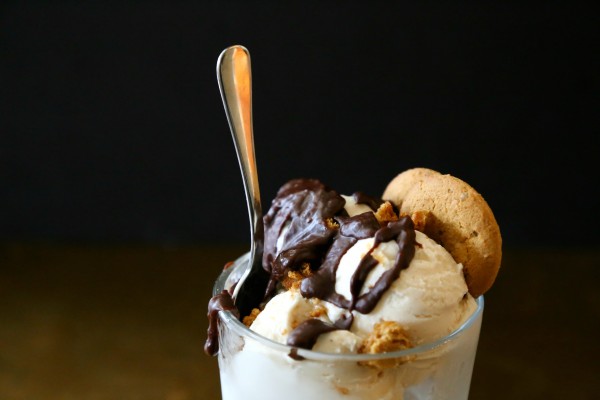 vanilla gelato with dark chocolate-ginger ganache & crushed gingersnaps www.climbinggriermountain.com