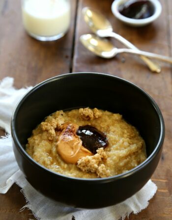 peanut butter and jelly porridge with chunky granola www.climbinggriermountain.com