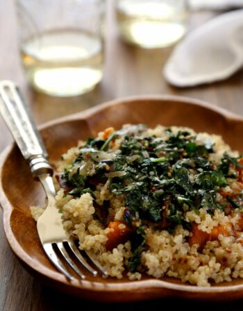 winter squash salad with quinoa, dandelion greens, & whole grain mustard vinaigrette www.climbinggriermountain.com