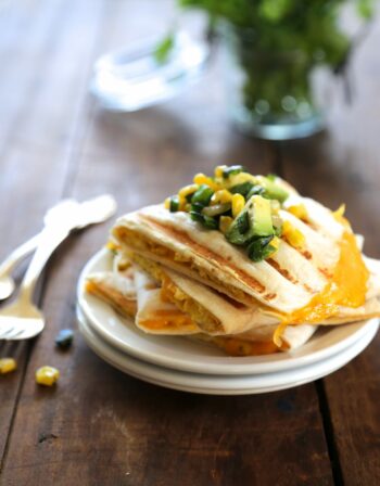 cheesy egg quesadilla with poblano corn relish www.climbinggriermountain.com