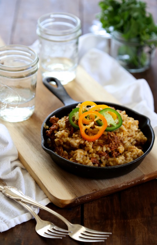 tex-mex risotto with chorizo & sweet peppers www.climbinggriermountain.com