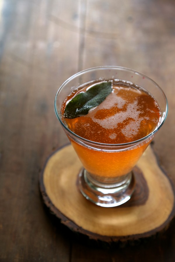 blood orange bourbon fizz with fried sage www.climbinggriermountain.com