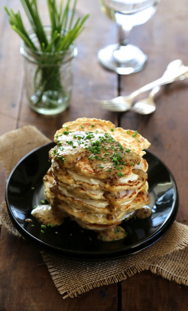 sourdough pancakes with fresh ricotta & mustard-maple glaze www.climbinggriermountain.com