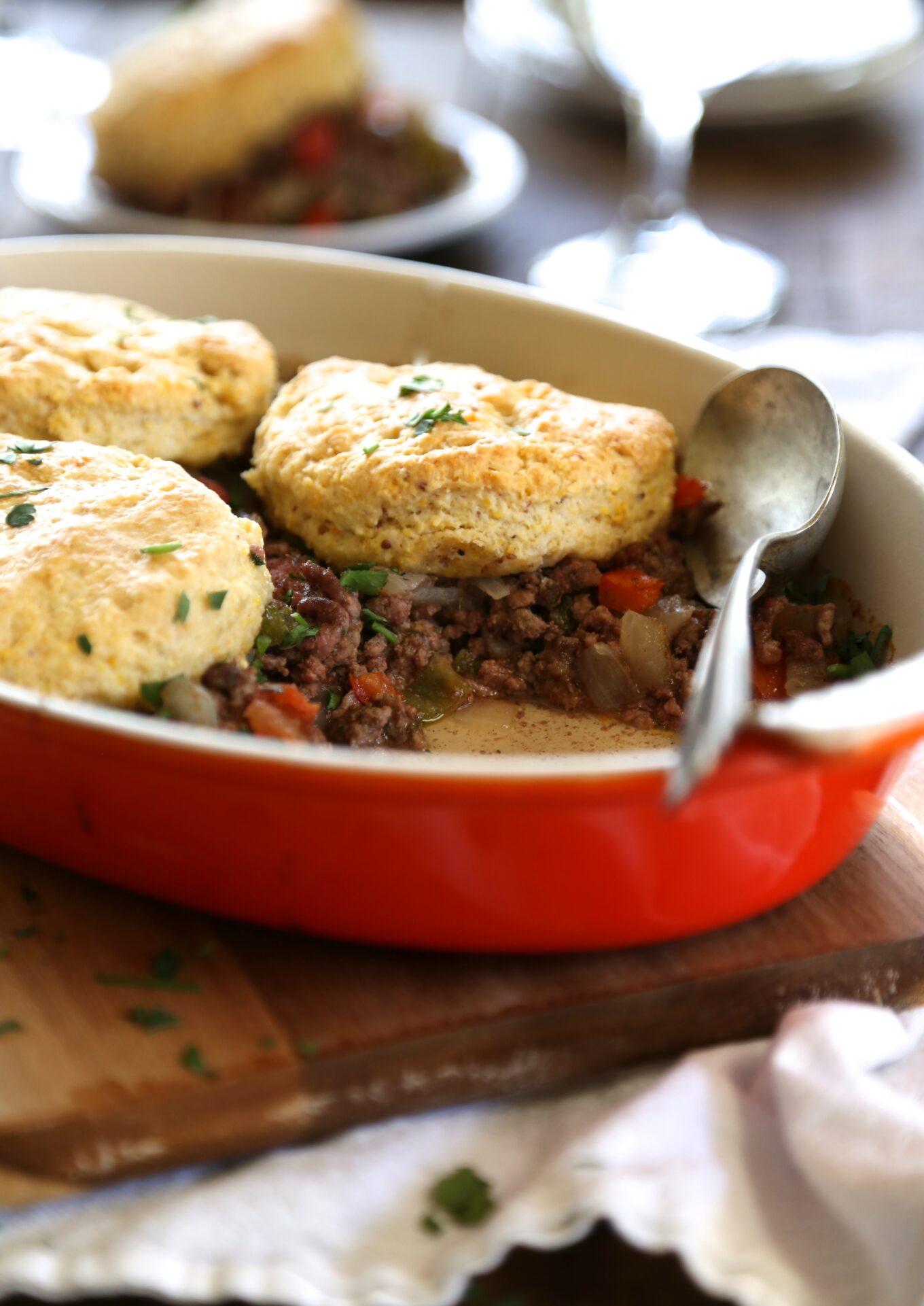 cuban casserole with whole grain mustard butter biscuits - The