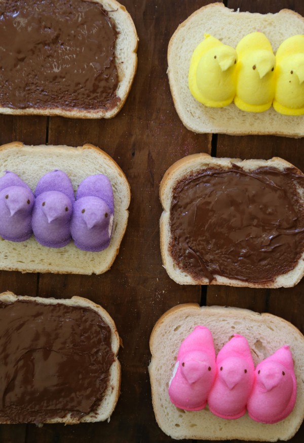 marshmallow peeps and nutella sandwiches 