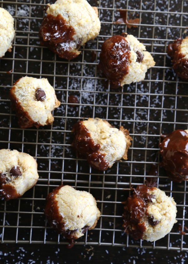 Dark Chocolate Coconut Biscotti Bites with Cadbury Creme Ganache www.climbinggriermountain.com