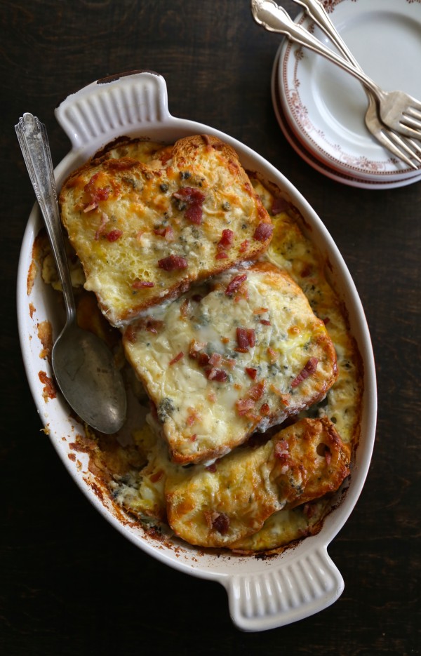 artichoke bread pudding with bacon + gorgonzola  www.climbinggriermountain.com