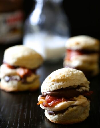 mini nutella bacon banana shortcakes with peanut butter whipped cream www.climbinggriermountain.com