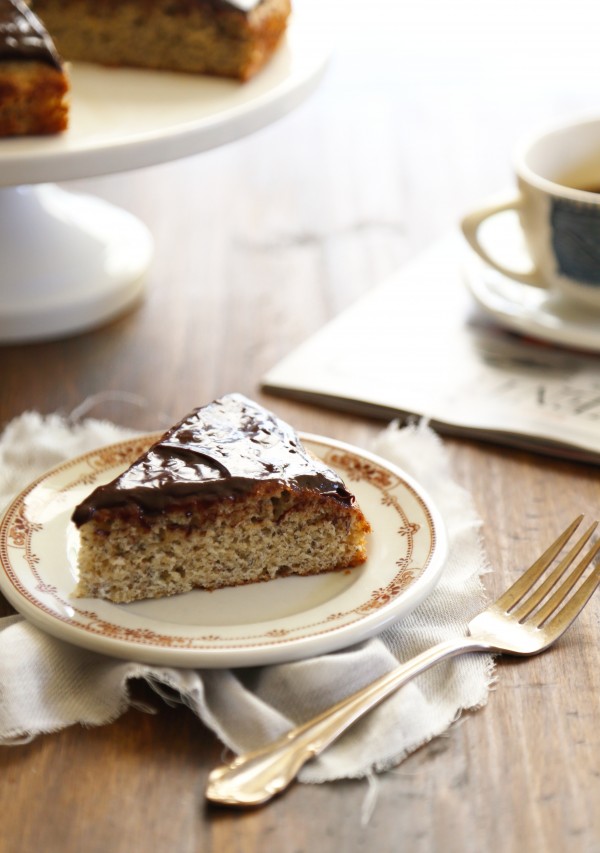 Old School Banana Cake with Chocolate Ginger Ganache www.cllimbinggriermountain.com