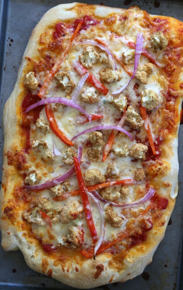 Harissa Pizza with Moroccan Spiced Cauliflower & Red PeppersIII