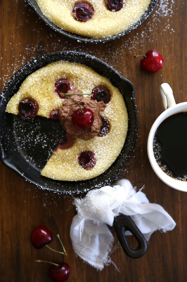 mini cherry clafoutis with chocolate whipped cream www.climbinggriermountain.com