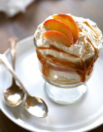 Apple Trifle with Bourbon Whipped Cream & Caramel Drizzle www.climbinggriermountain.com