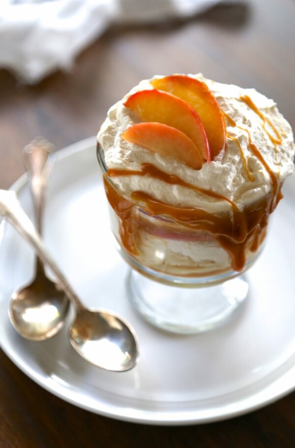 Apple Trifle with Bourbon Whipped Cream & Caramel Drizzle www.climbinggriermountain.com