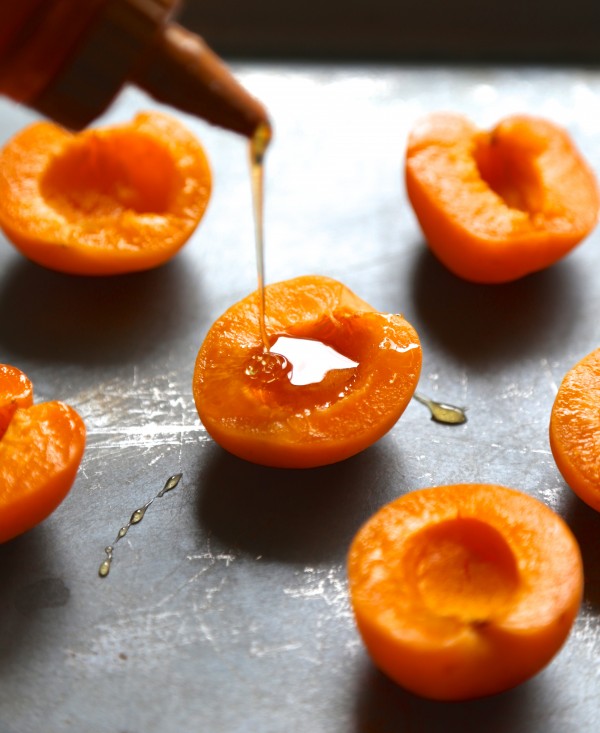 honey roasted apricots with toasted coconut & candied almonds