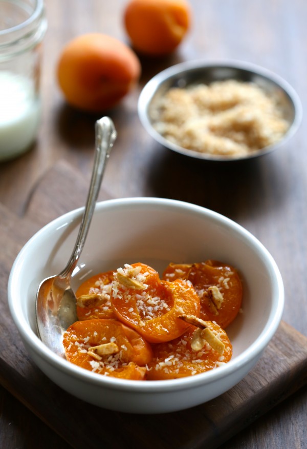 honey roasted apricots with toasted coconut & candied almonds www.climbinggriermountain.com