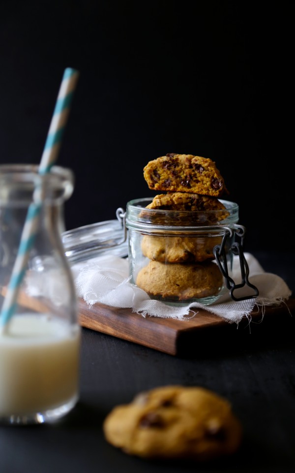 Pumpkin Chocolate Bourbon Drop Cookies