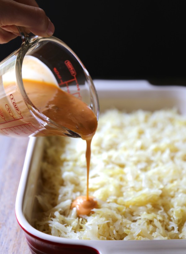 Double Layered Puff Pastry Rueben Casserole with Brown Butter Rye Breadcrumbs