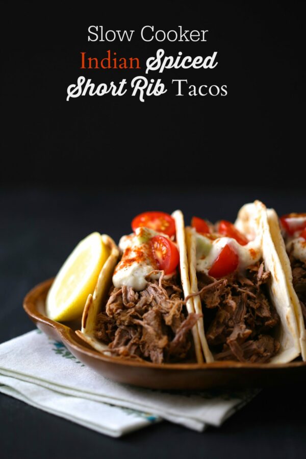 slow cooker indian spiced short rib tacos with cucumber raita