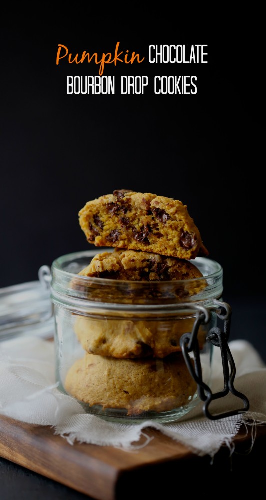 pumpkin chocolate bourbon drop cookies www.climbinggriermountain.com