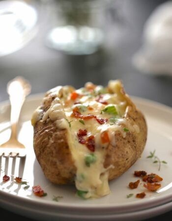 twice baked chicken pot pie potatoes with crispy bacon