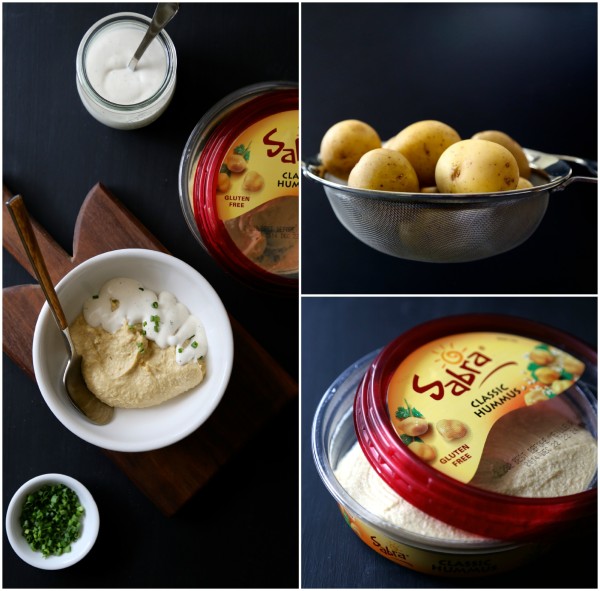 hamburger pizza stuffed mini potatoes with ranch hummus