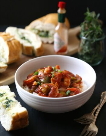 Slow Cooker Shrimp Creole with Easy Garlic Bread