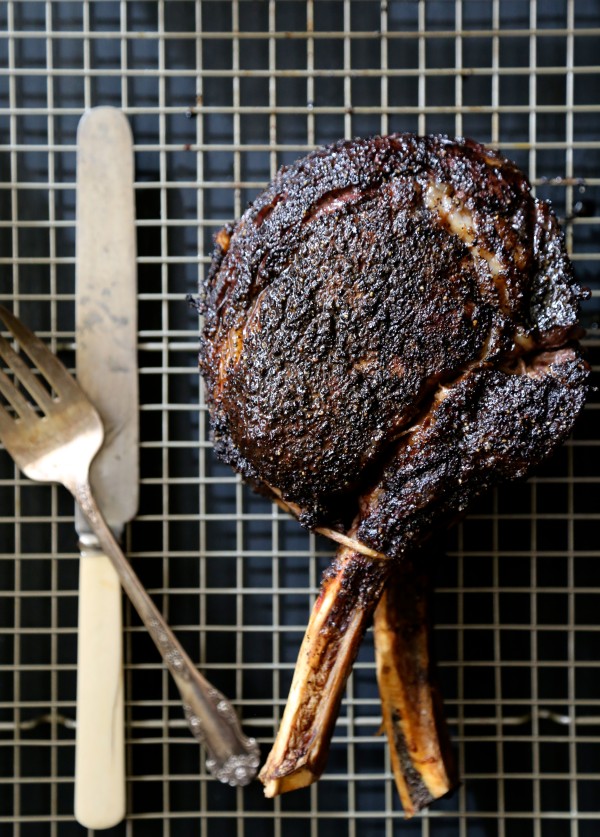 coffee-rubbed prime rib with easy horseradish sauce