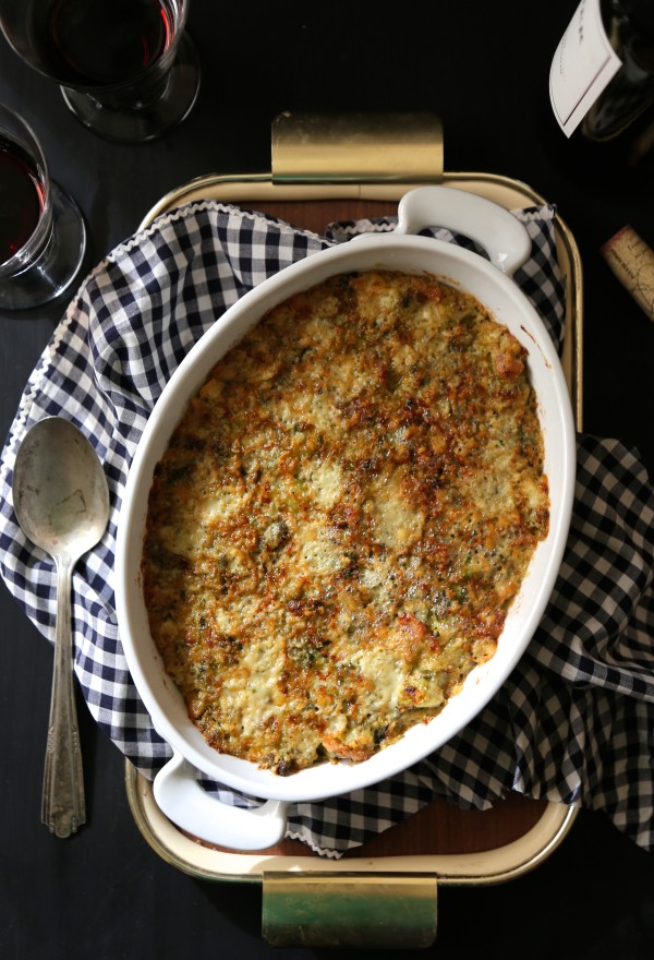 brussel sprout casserole with bacon & gorgonzola