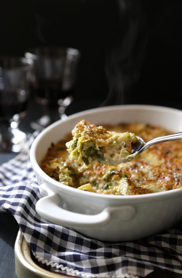 Brussel Sprout Casserole with Bacon & Gorgonzola