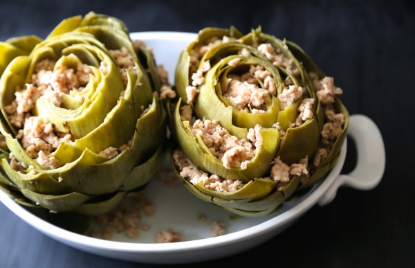 Baked Buffalo Chicken Stuffed Artichokes with Blue Cheese www.climbinggriermountain.com