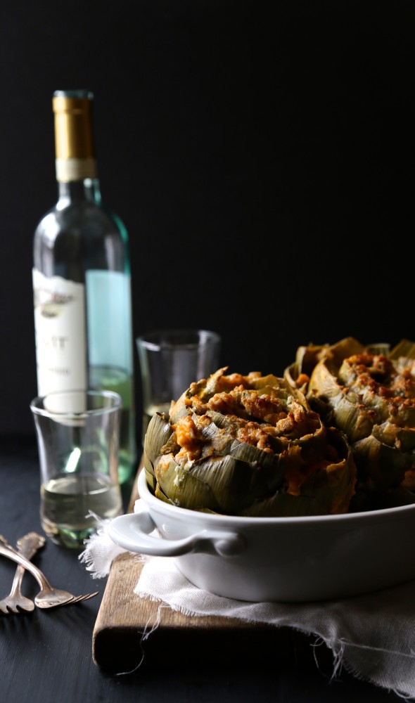 Baked Buffalo Chicken Stuffed Artichokes with Blue Cheese www.climbinggriermountain.com