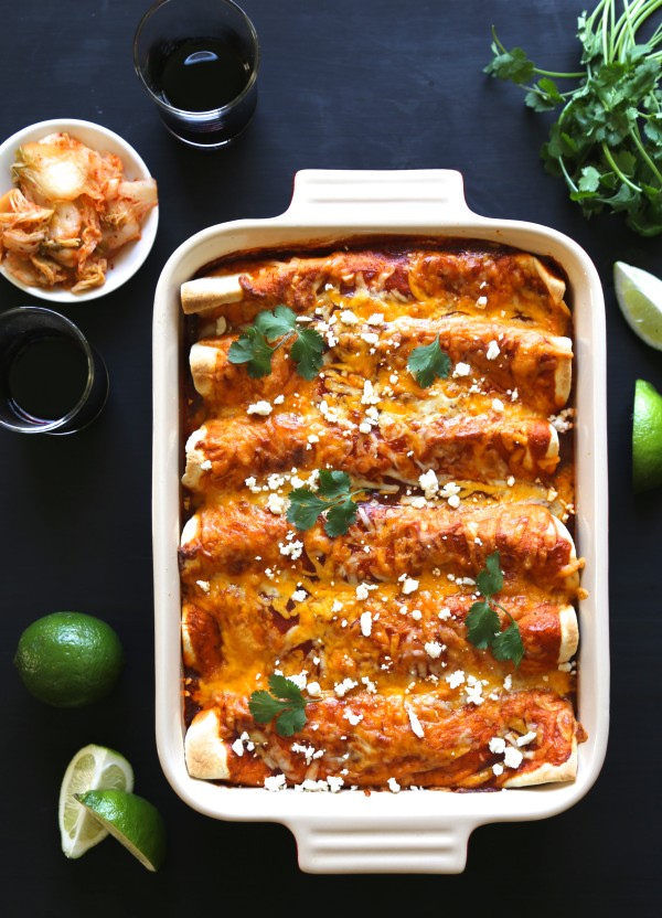 Kimchi Pork Enchiladas with Queso Fresco www.climbinggriermountain.com