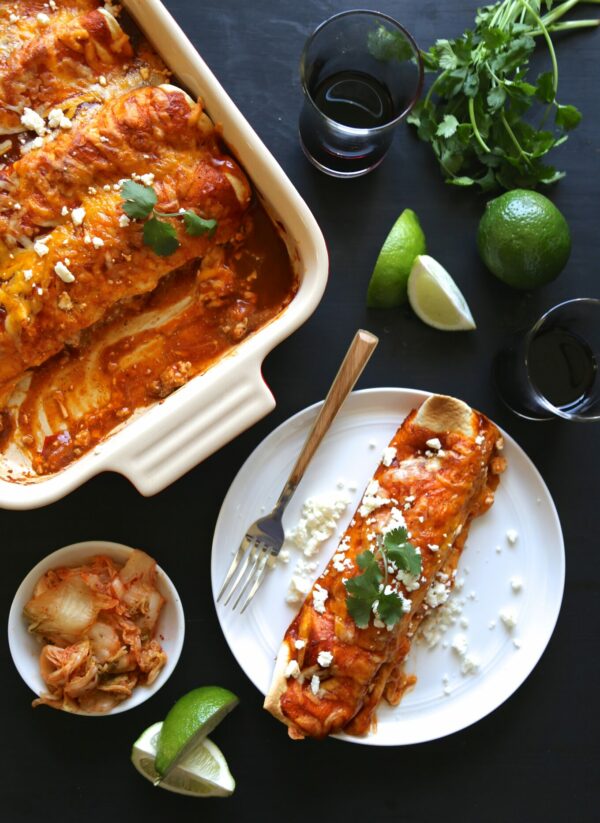 Kimchi Pork Enchiladas with Queso Fresco www.climbinggriermountain.com